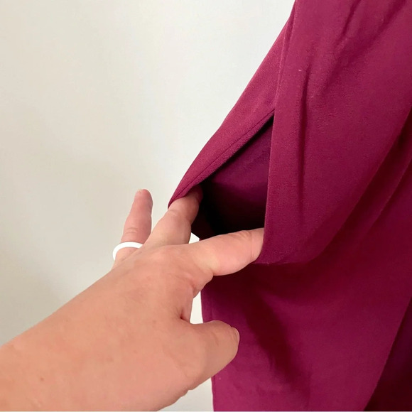 Gal Meets Glam Raina Button-Front Crepe  Jumpsuit Burgundy - Picture 10 of 13